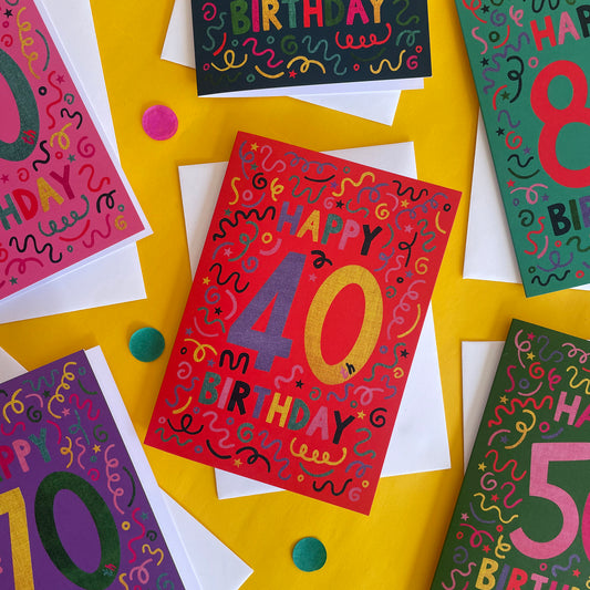 Happy 40th Birthday Confetti Card