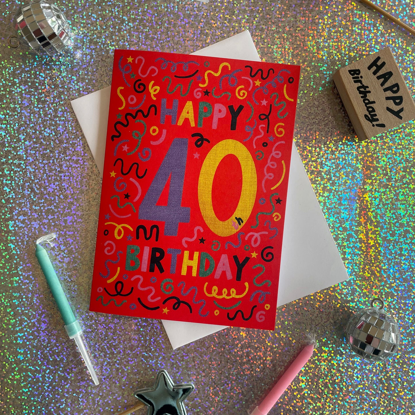 Happy 40th Birthday Confetti Card