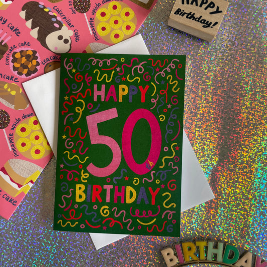 Happy 50th Birthday Confetti Card