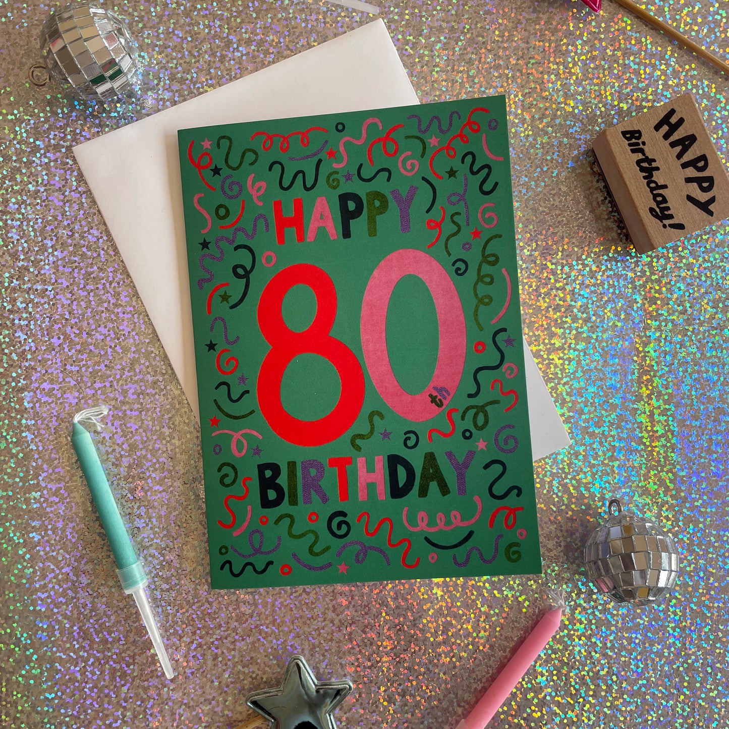Happy 80th Birthday Confetti Card