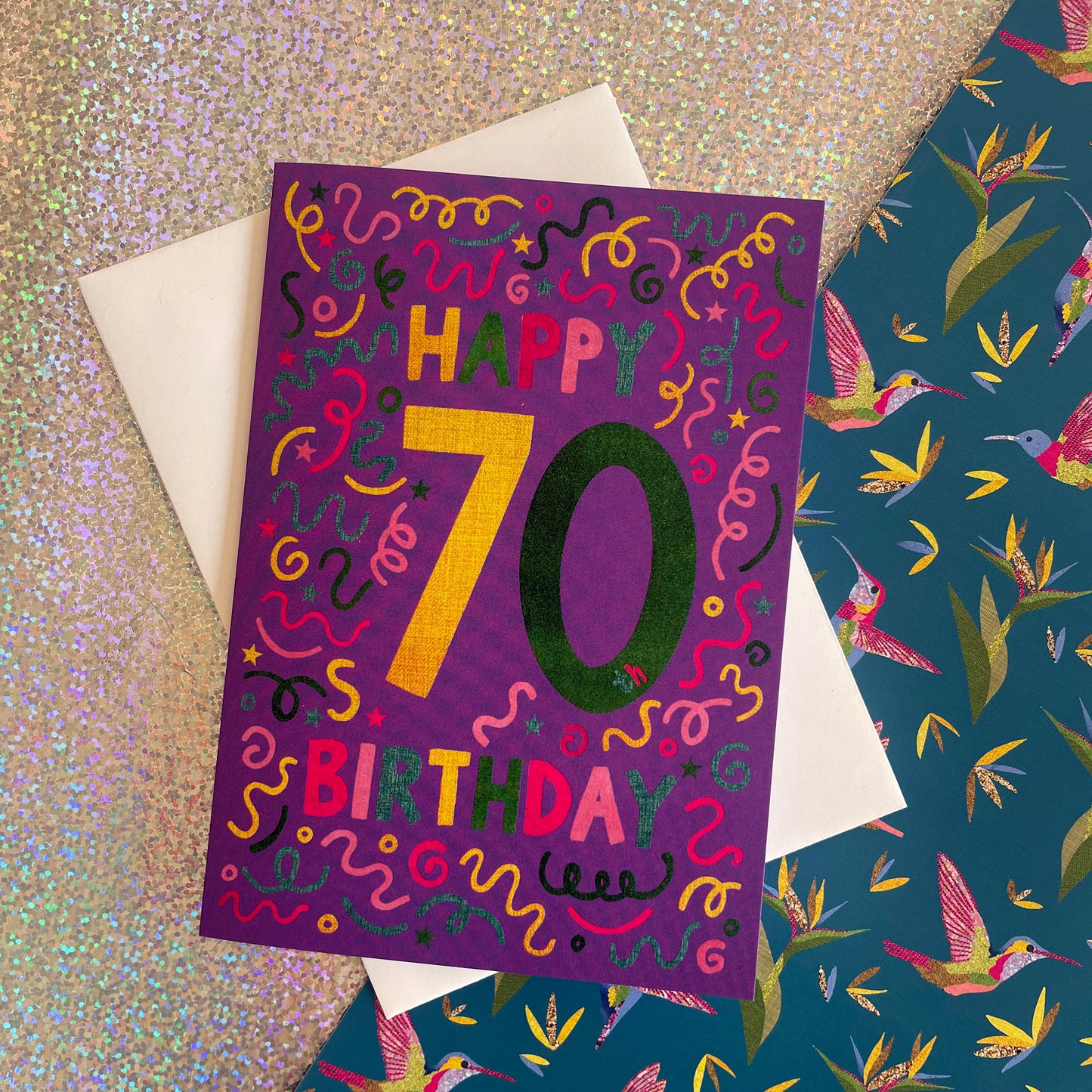 Happy 70th Birthday Confetti Card