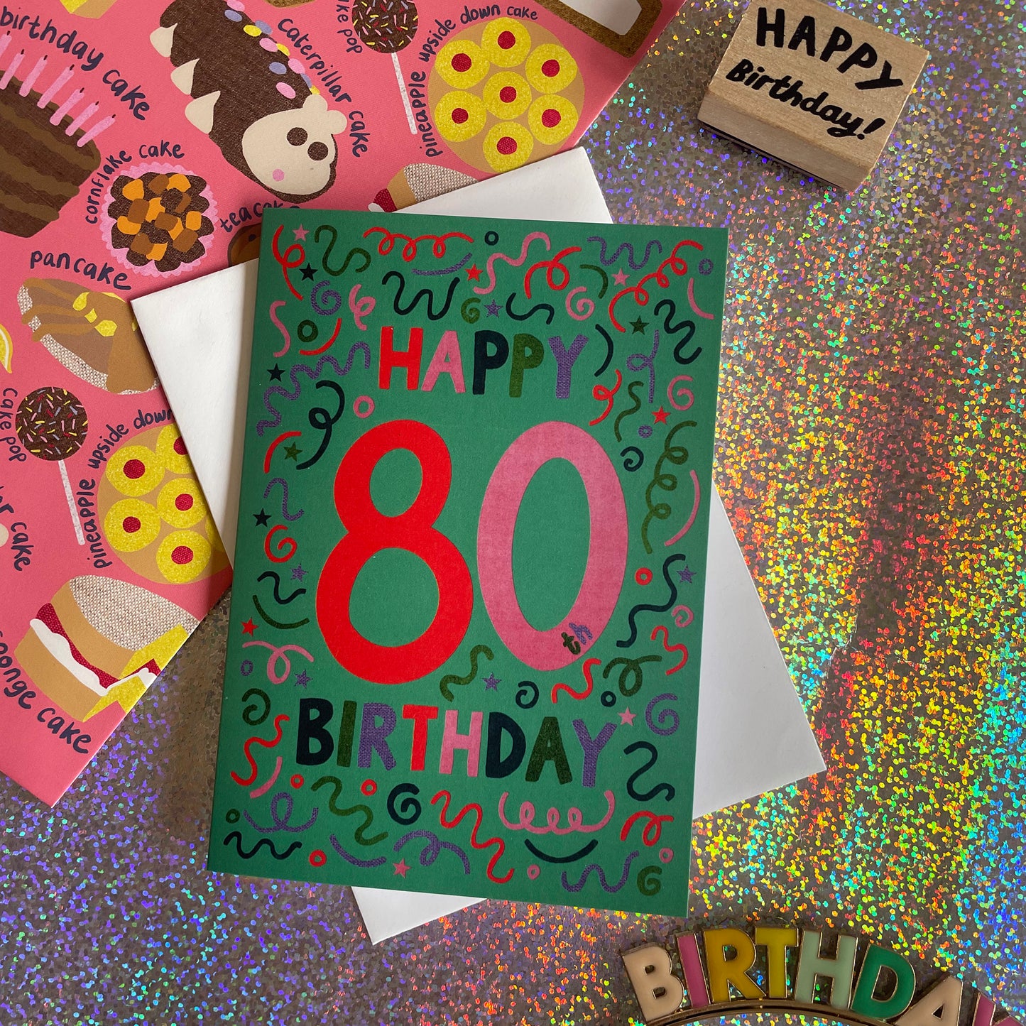 Happy 80th Birthday Confetti Card