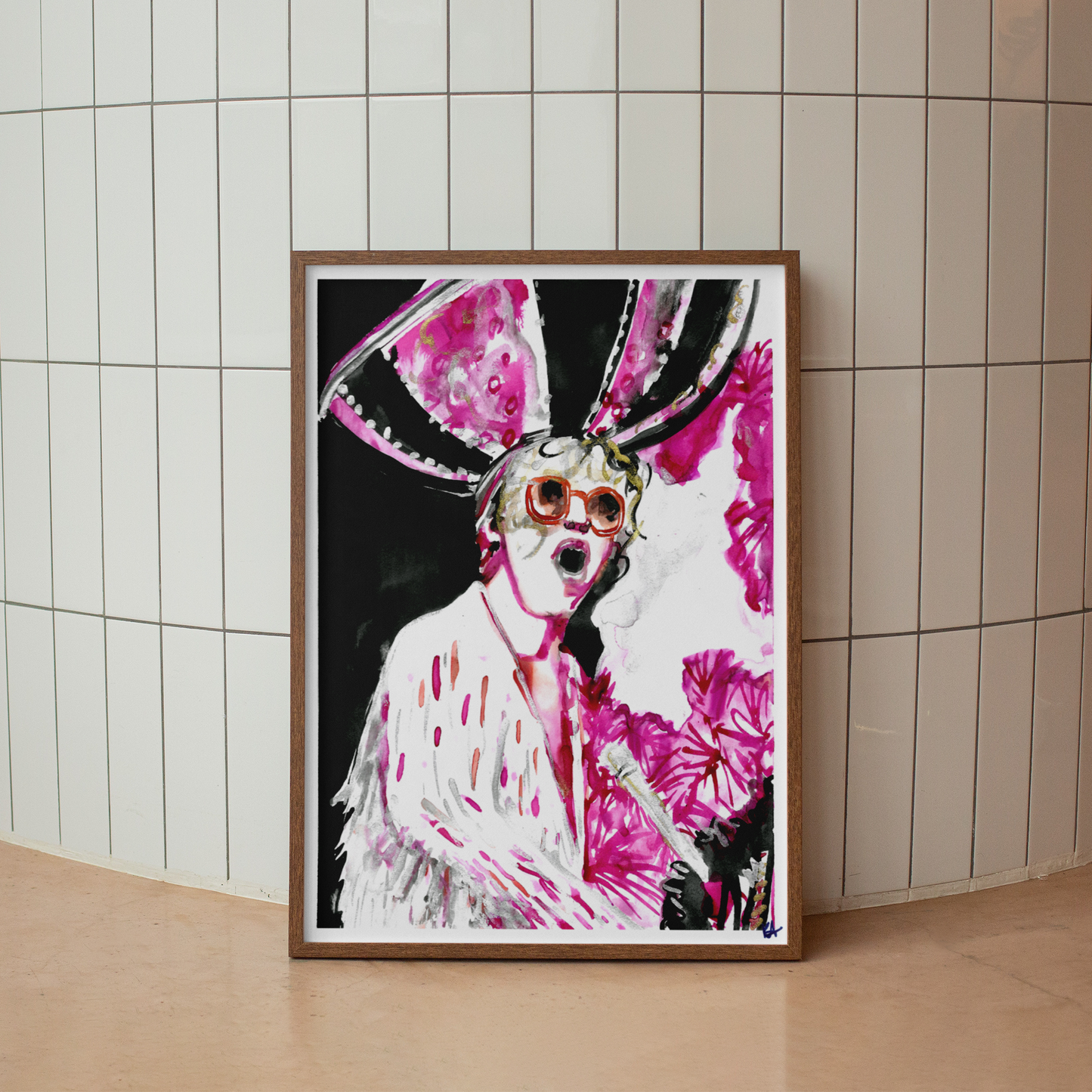 Elton John Pink Extravaganza Art Print