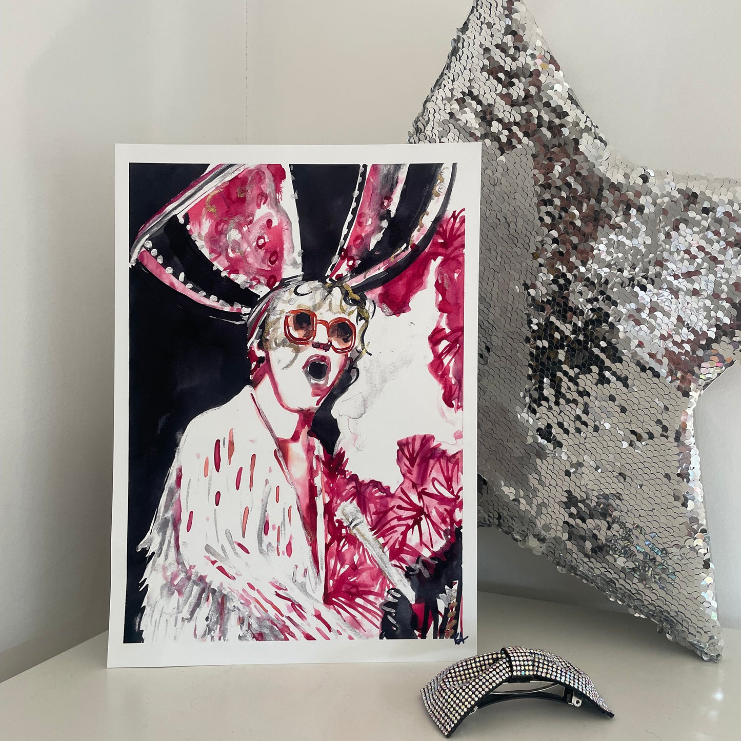 Elton John Pink Extravaganza Art Print