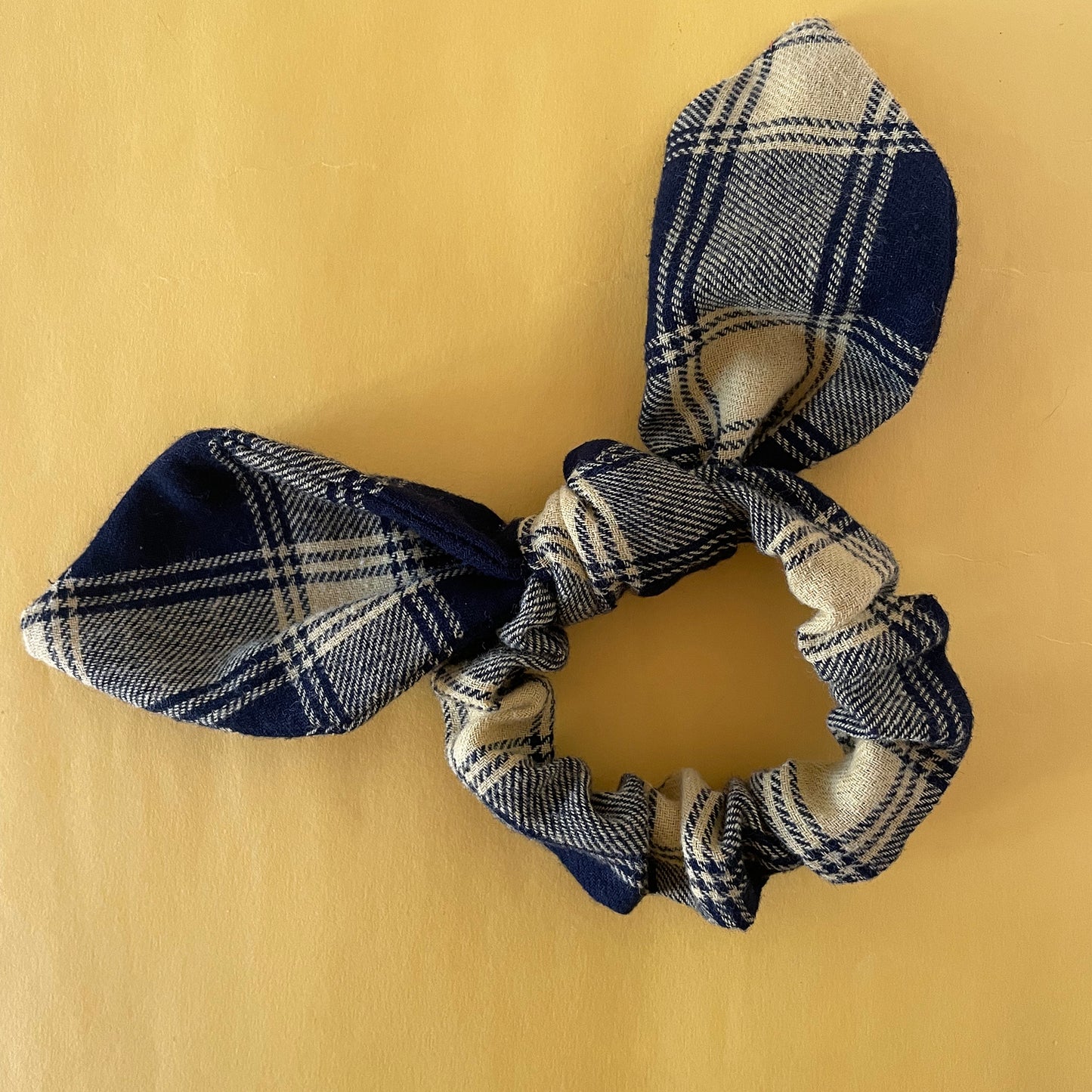 Mustard Check Hair Scrunchie