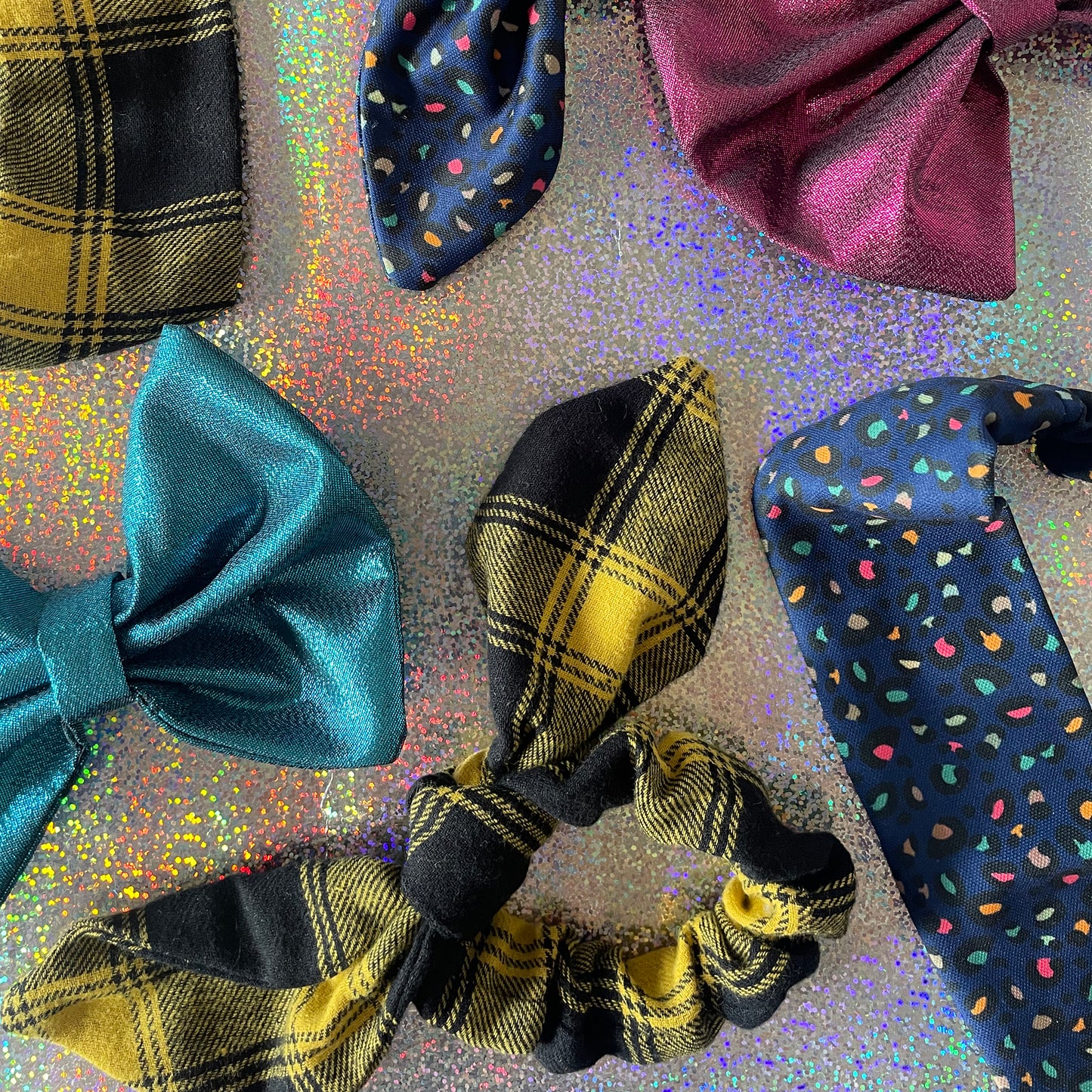 Mustard Check Hair Scrunchie