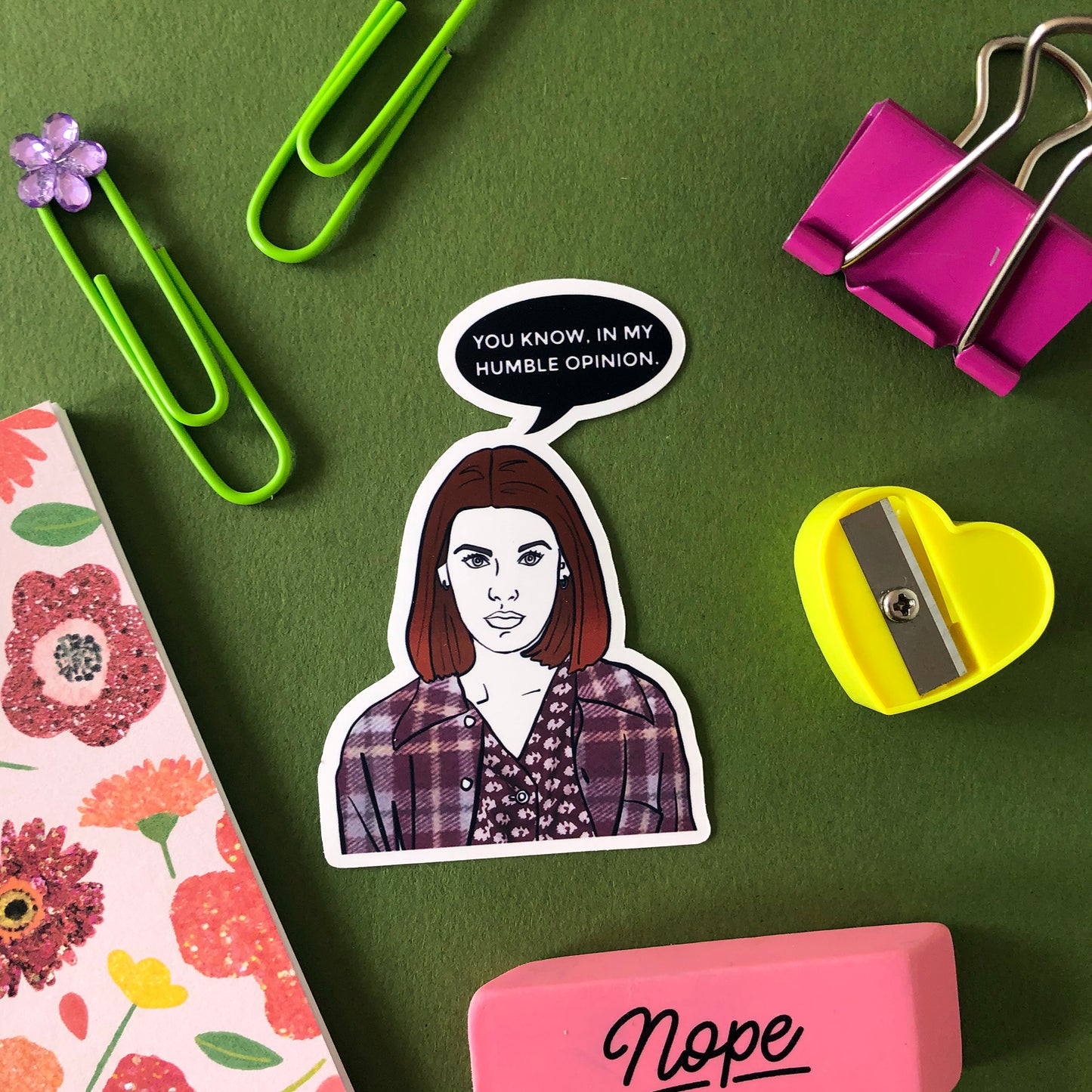 Image shows a single sticker from a fun set inspired by 90s tv series My So Called Life