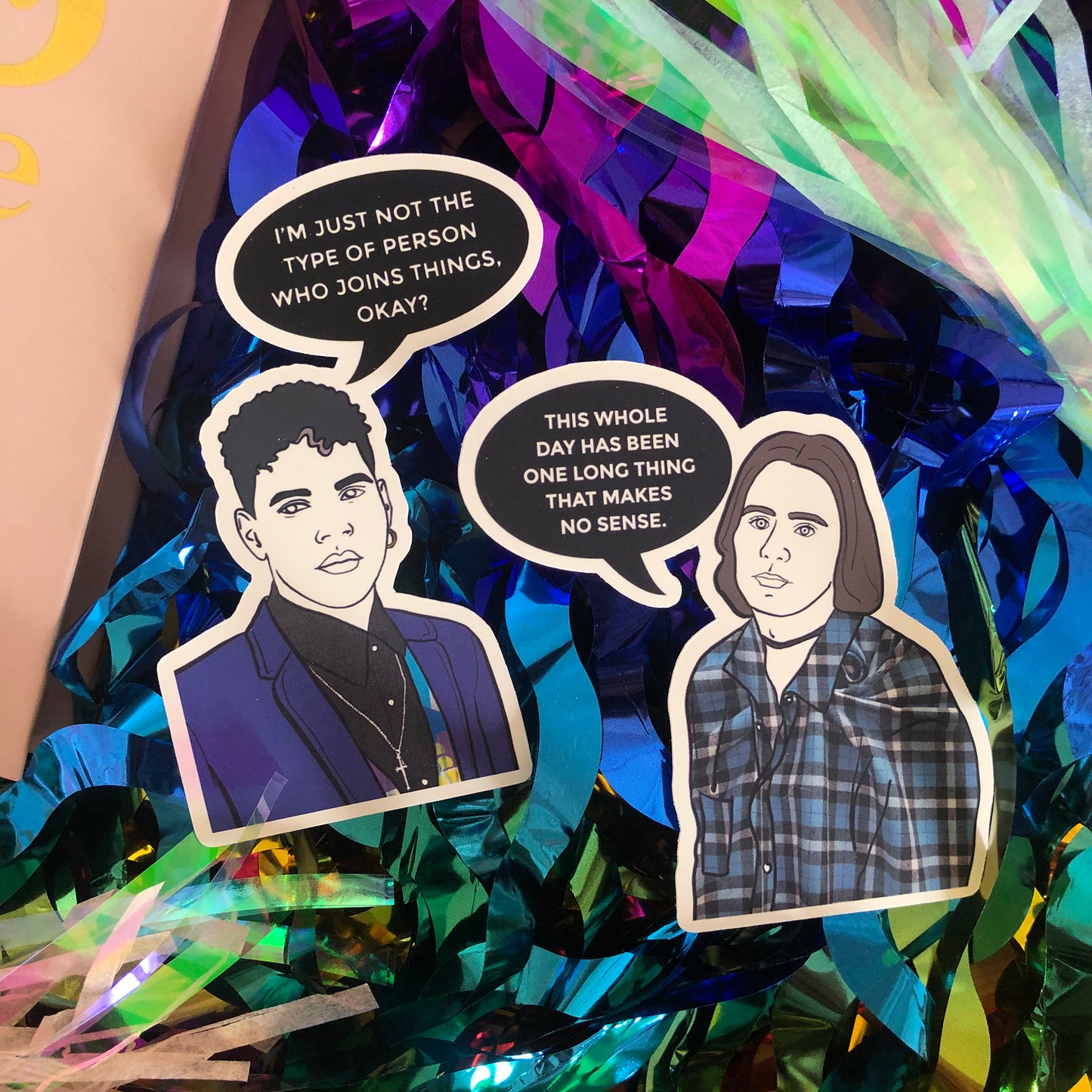 Image shows a fun set of stickers inspired by 90s tv series My So Called Life