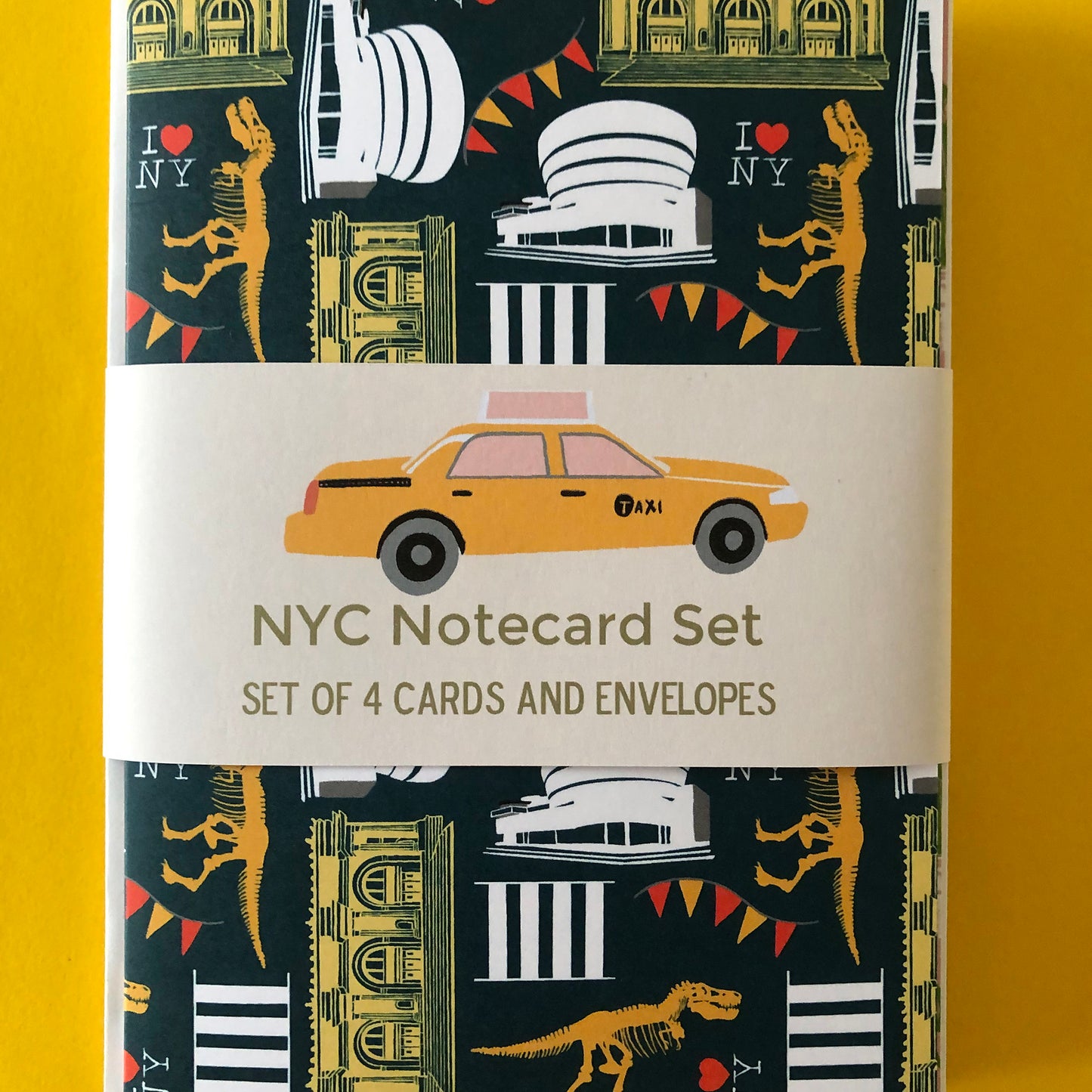 Image shows a set of 4 graphic notecards inspired by New York City.