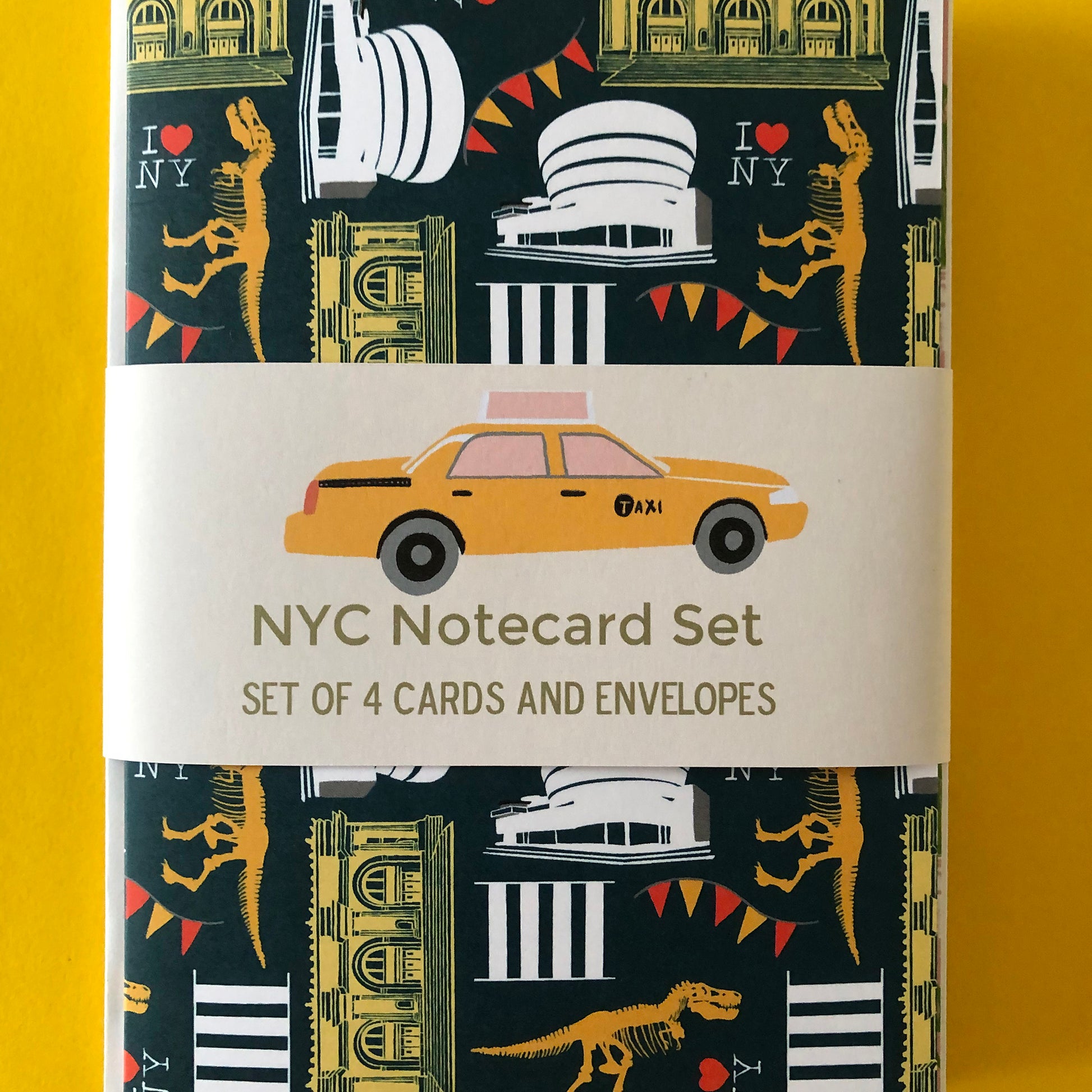 Image shows a set of 4 graphic notecards inspired by New York City.