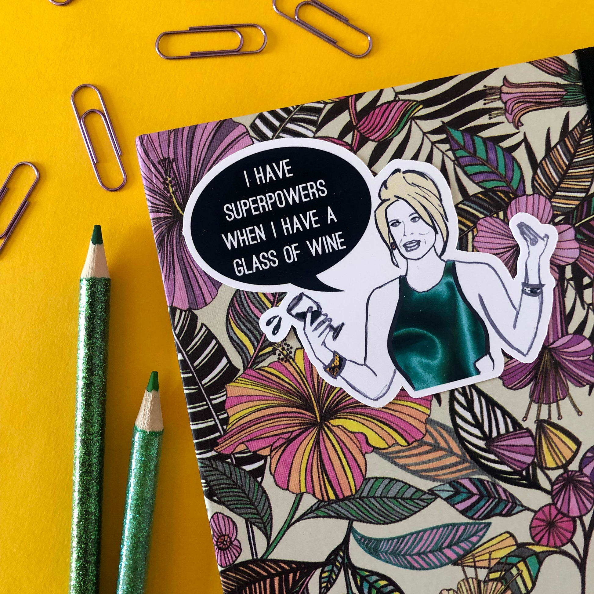 Image shows a single sticker from a fun set inspired by some of the former real housewives of Atlanta and their most dramatic quotes