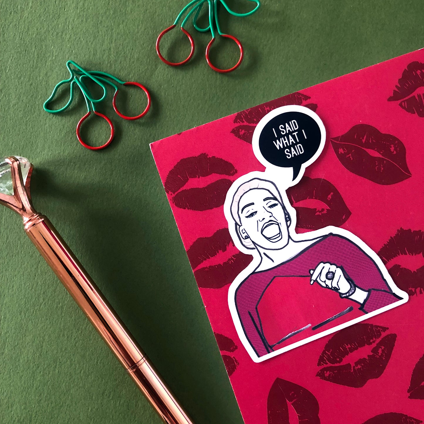 Image shows a single sticker from a fun set inspired by some of the former real housewives of Atlanta and their most dramatic quotes