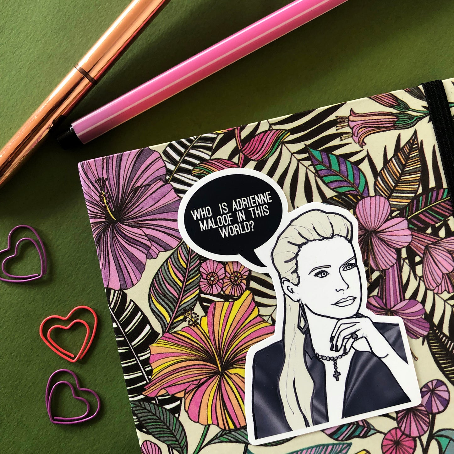 Image shows a single sticker from fun set inspired by some of the former real housewives of Beverly Hills and their most dramatic quotes