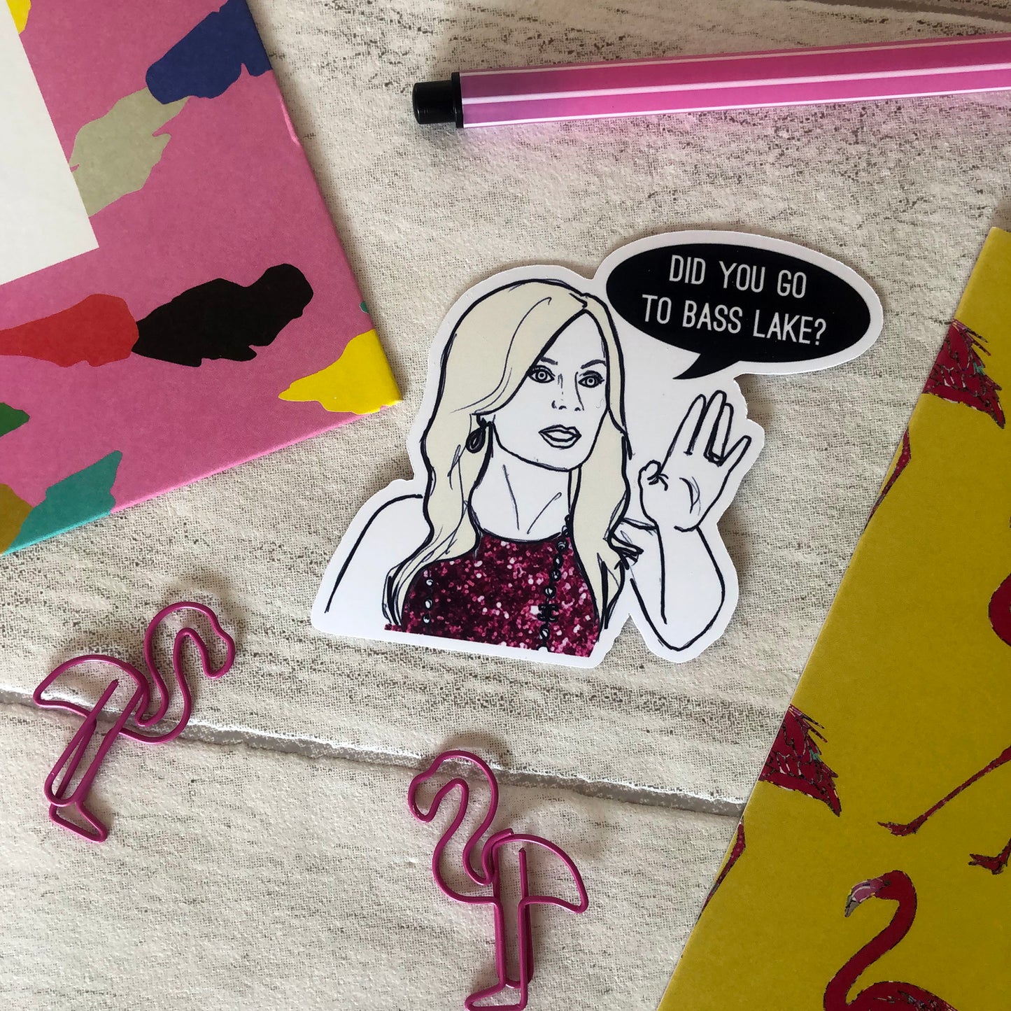 Image shows a sticker inspired by the Real housewives of Orange County