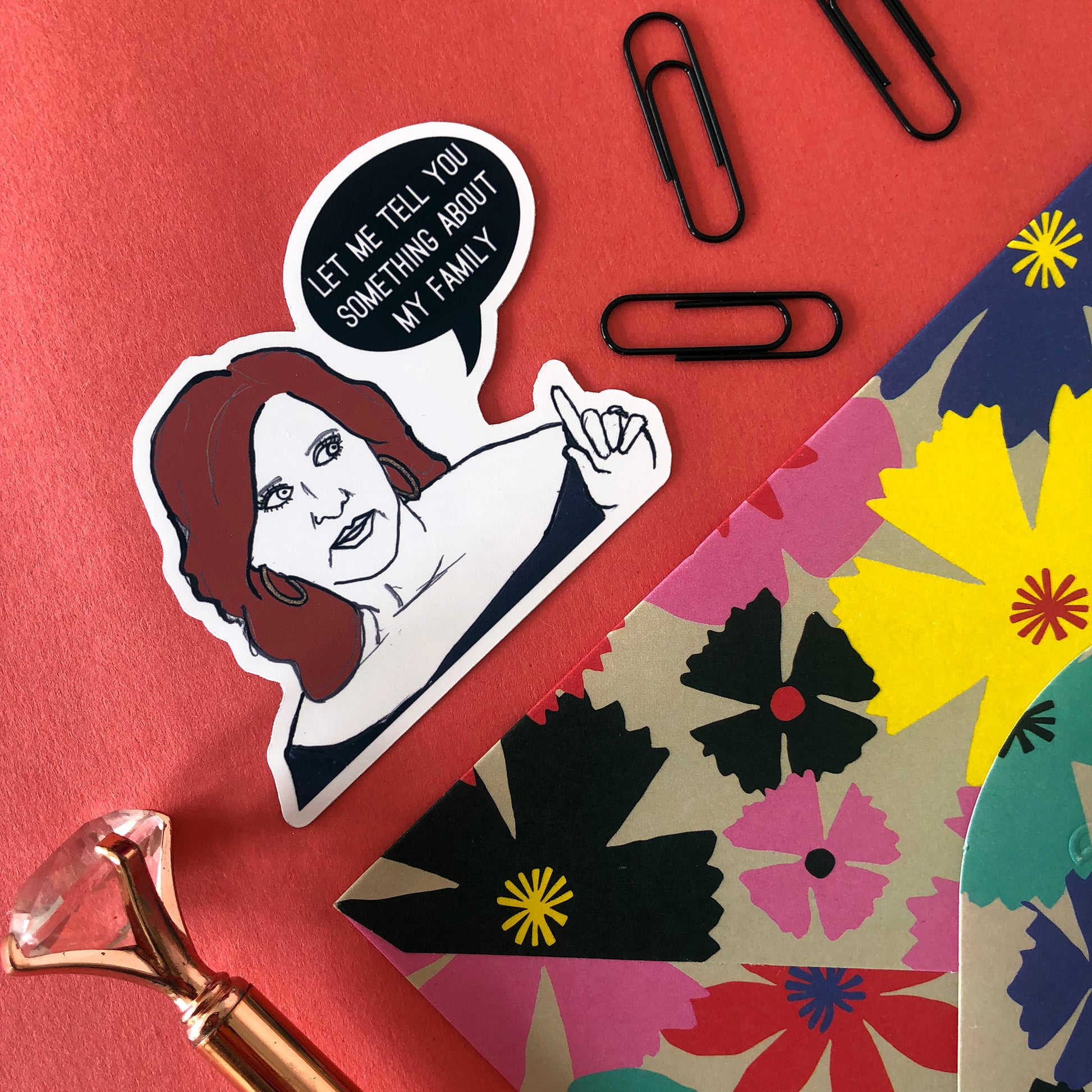 Image shows a collection of stickers inspired by OG housewives from reality tv series the Real Housewives of New Jersey
