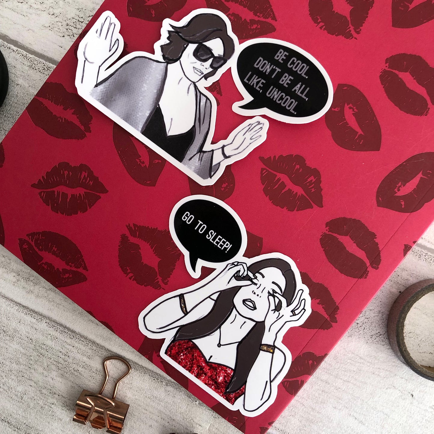 Image shows a collection of stickers inspired by the OGs from reality tv series the Real Housewives of New York