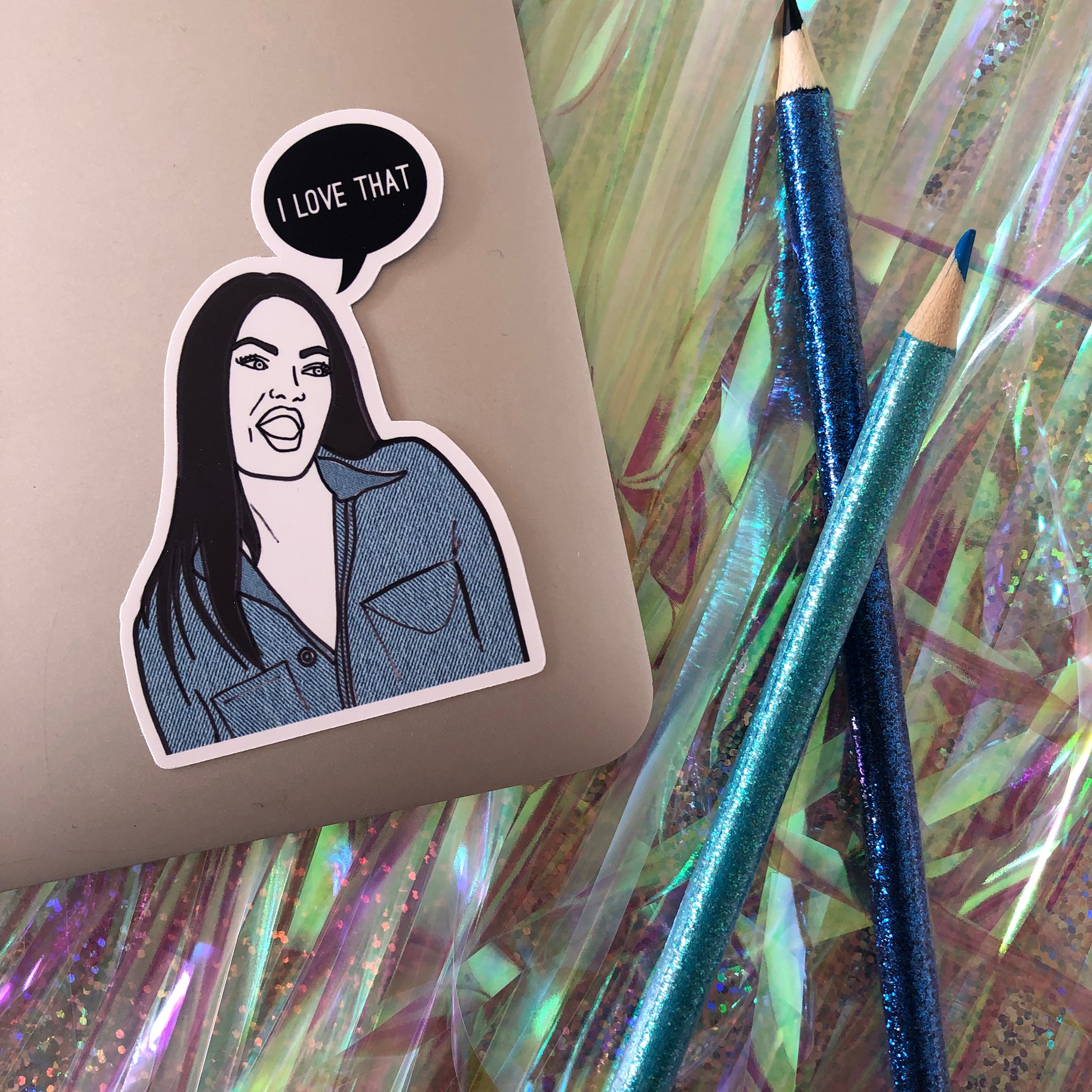 Image shows a sticker inspired by the Real Housewives of Salt Lake City