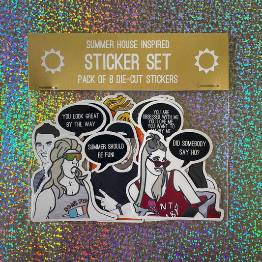 Image shows a collection of stickers inspired by reality tv show Summer House