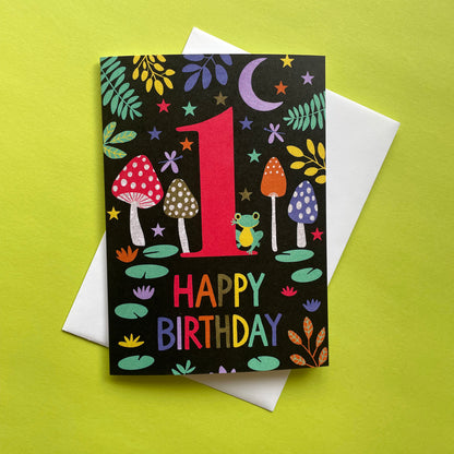 Happy 1st Birthday Toadstool Card