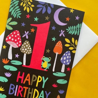 Happy 1st Birthday Toadstool Card