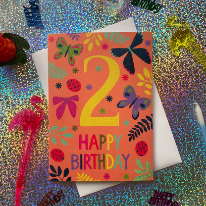 Happy 2nd Birthday Butterfly Card