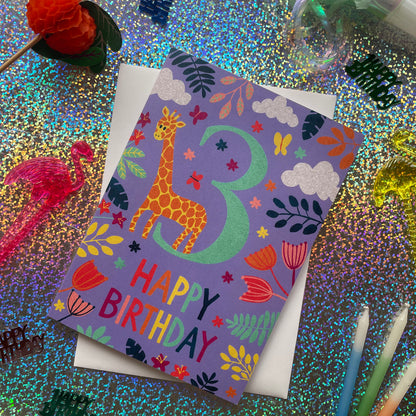 Happy 3rd Birthday Giraffe Card
