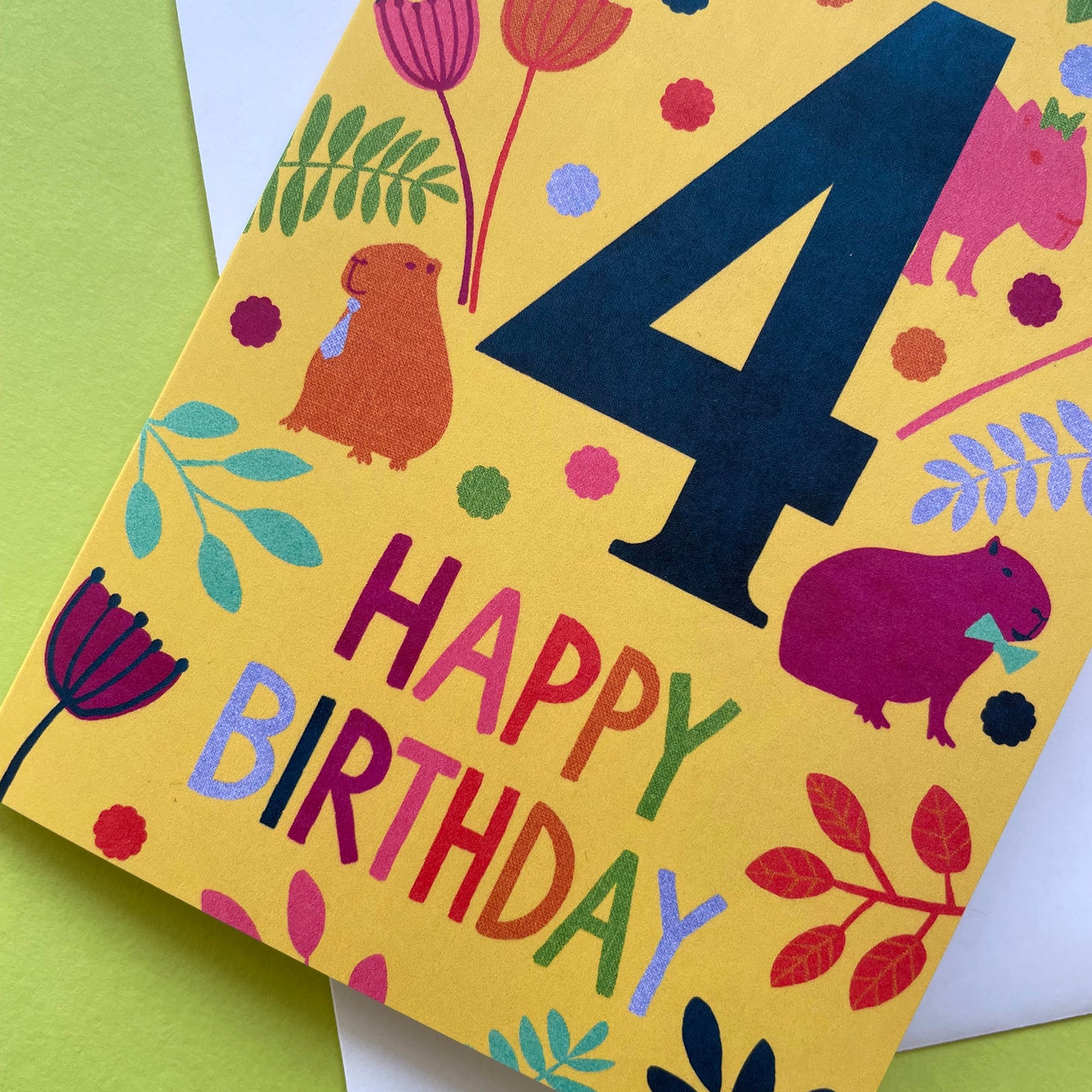 Happy 4th Birthday Capybara Card