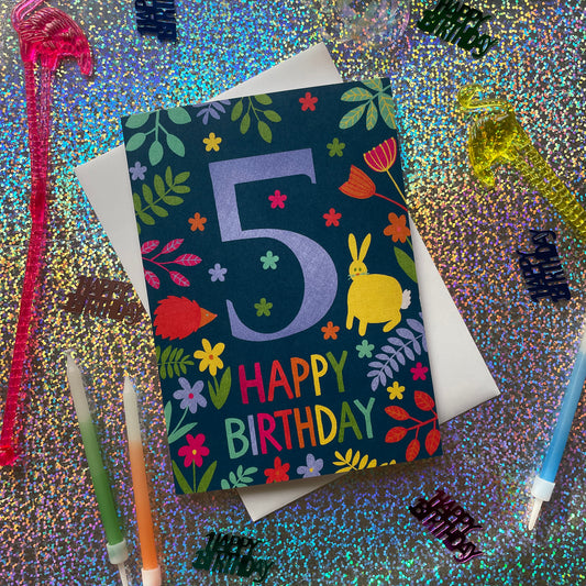 Happy 5th Birthday Woodland Card