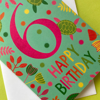 Happy 6th Birthday Turtle Card