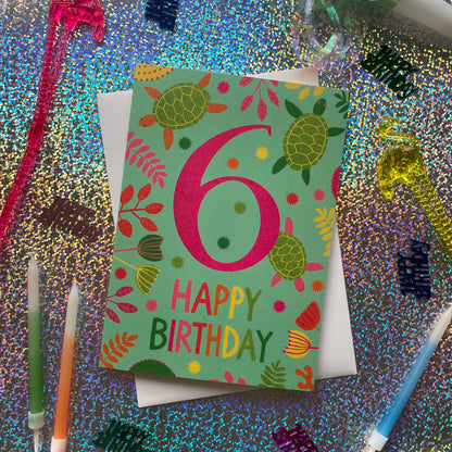 Happy 6th Birthday Turtle Card