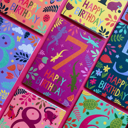 Happy 7th Birthday Lizard Card