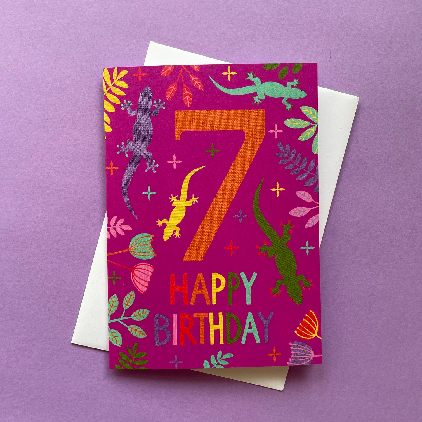 Happy 7th Birthday Lizard Card