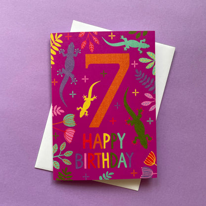 Happy 7th Birthday Lizard Card