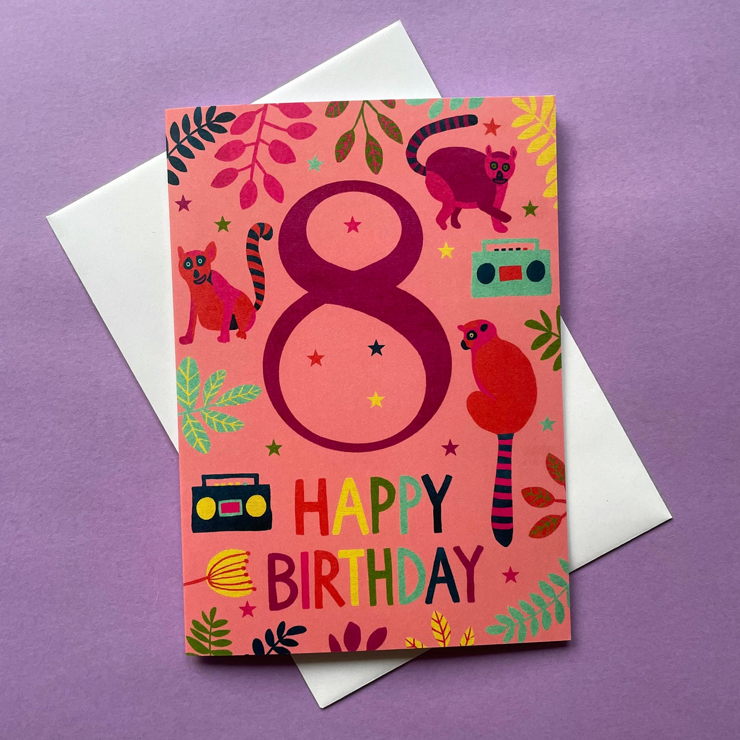 Happy 8th Birthday Lemur Card