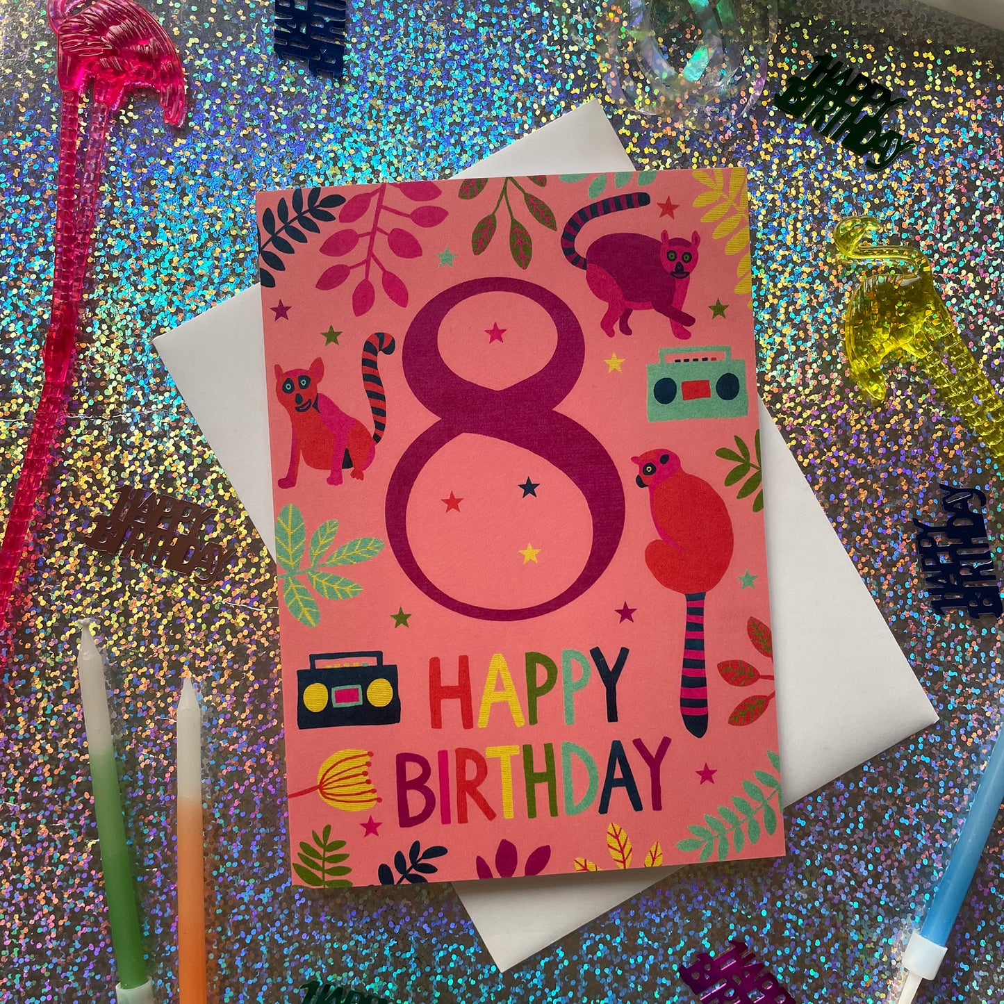 Happy 8th Birthday Lemur Card