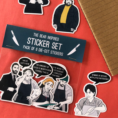 Image shows a collection of stickers inspired by tv show The Bear