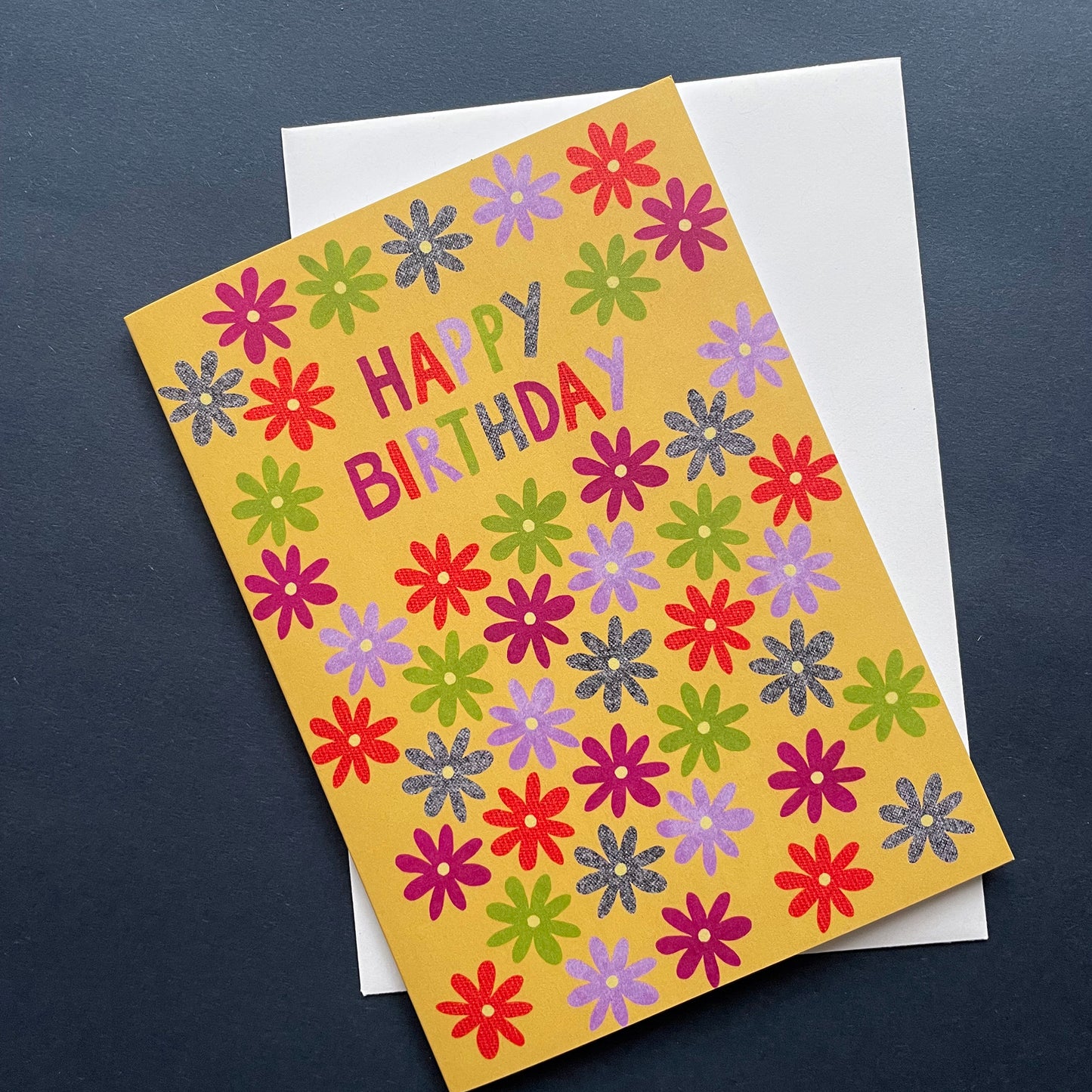 Happy Birthday Daisies Card Yellow