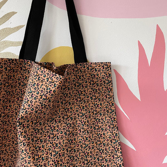 Gold Leopard Print Tote Bag