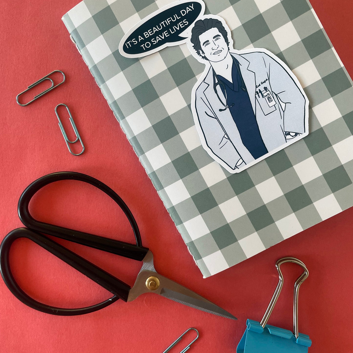 Image shows a hand drawn sticker inspired by McDreamy from Grey's Anatomy.