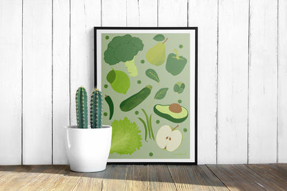 Green Fruit and Veg Art Print