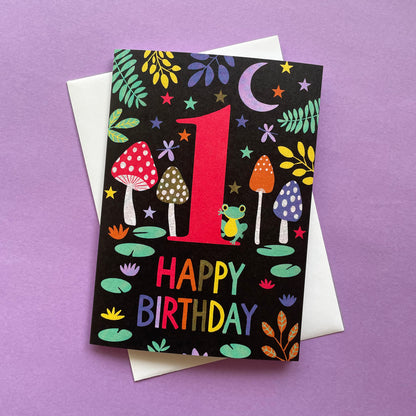 Happy 1st Birthday Toadstool Card