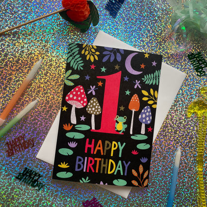 Happy 1st Birthday Toadstool Card