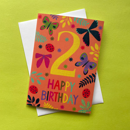 Happy 2nd Birthday Butterfly Card