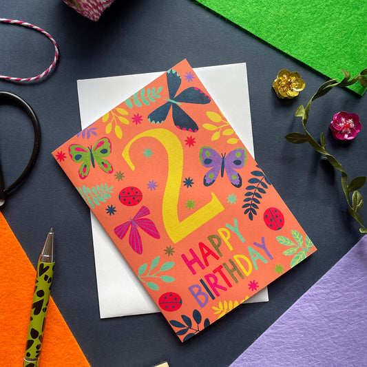 Happy 2nd Birthday Butterfly Card
