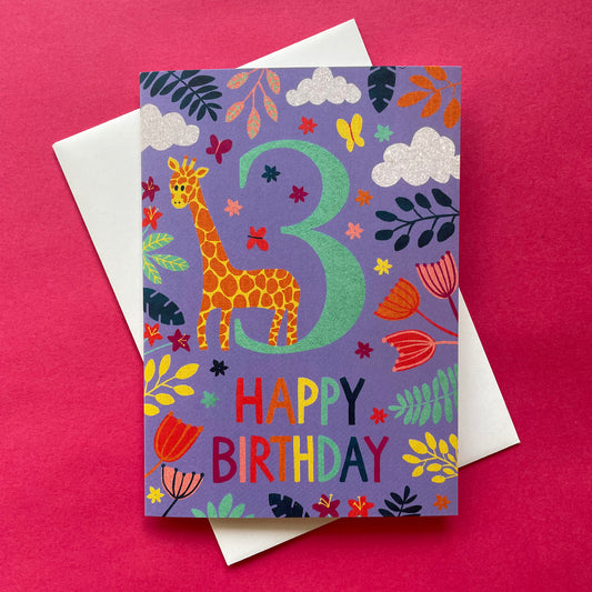 Happy 3rd Birthday Giraffe Card