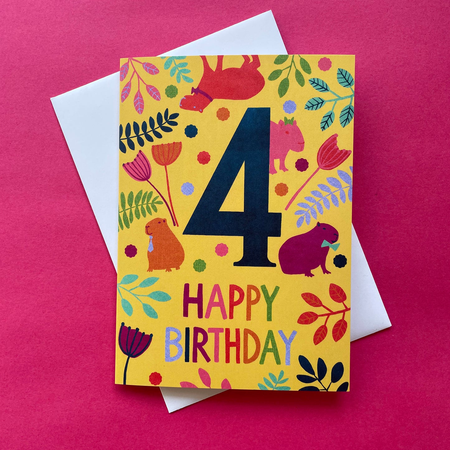 Happy 4th Birthday Capybara Card