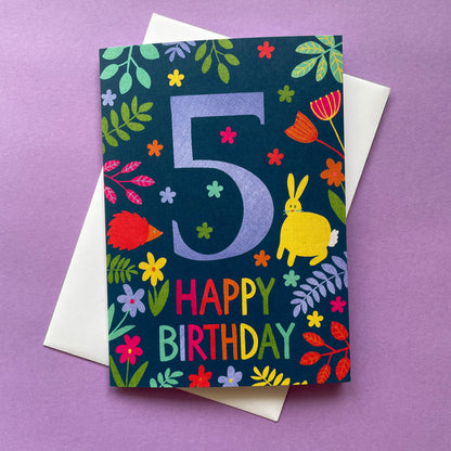 Happy 5th Birthday Woodland Card