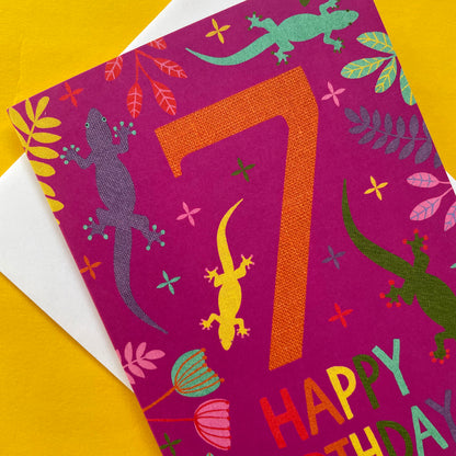Happy 7th Birthday Lizard Card
