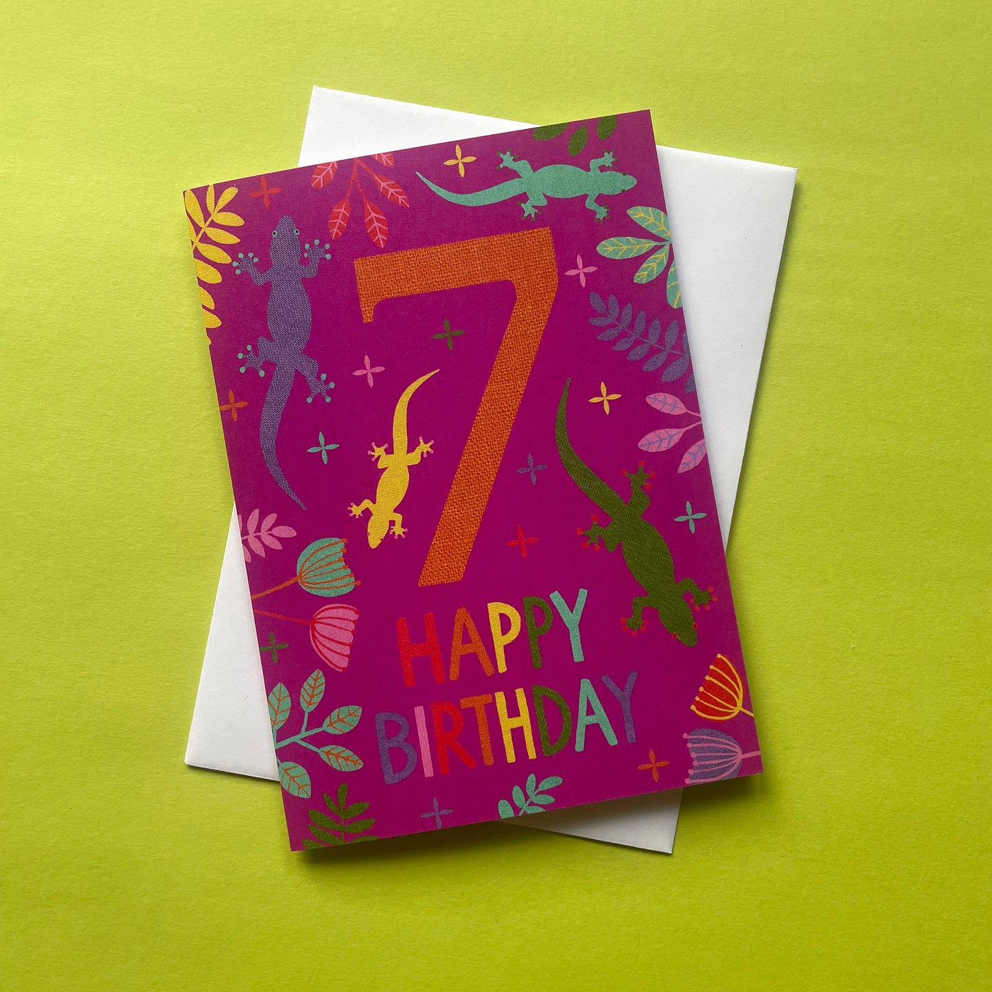 Happy 7th Birthday Lizard Card