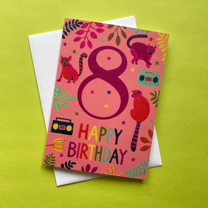 Happy 8th Birthday Lemur Card